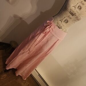 Elegant Pink Maxi Linen Skirt